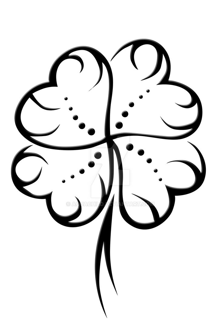 Тату Клевер четырехлистный эскизы