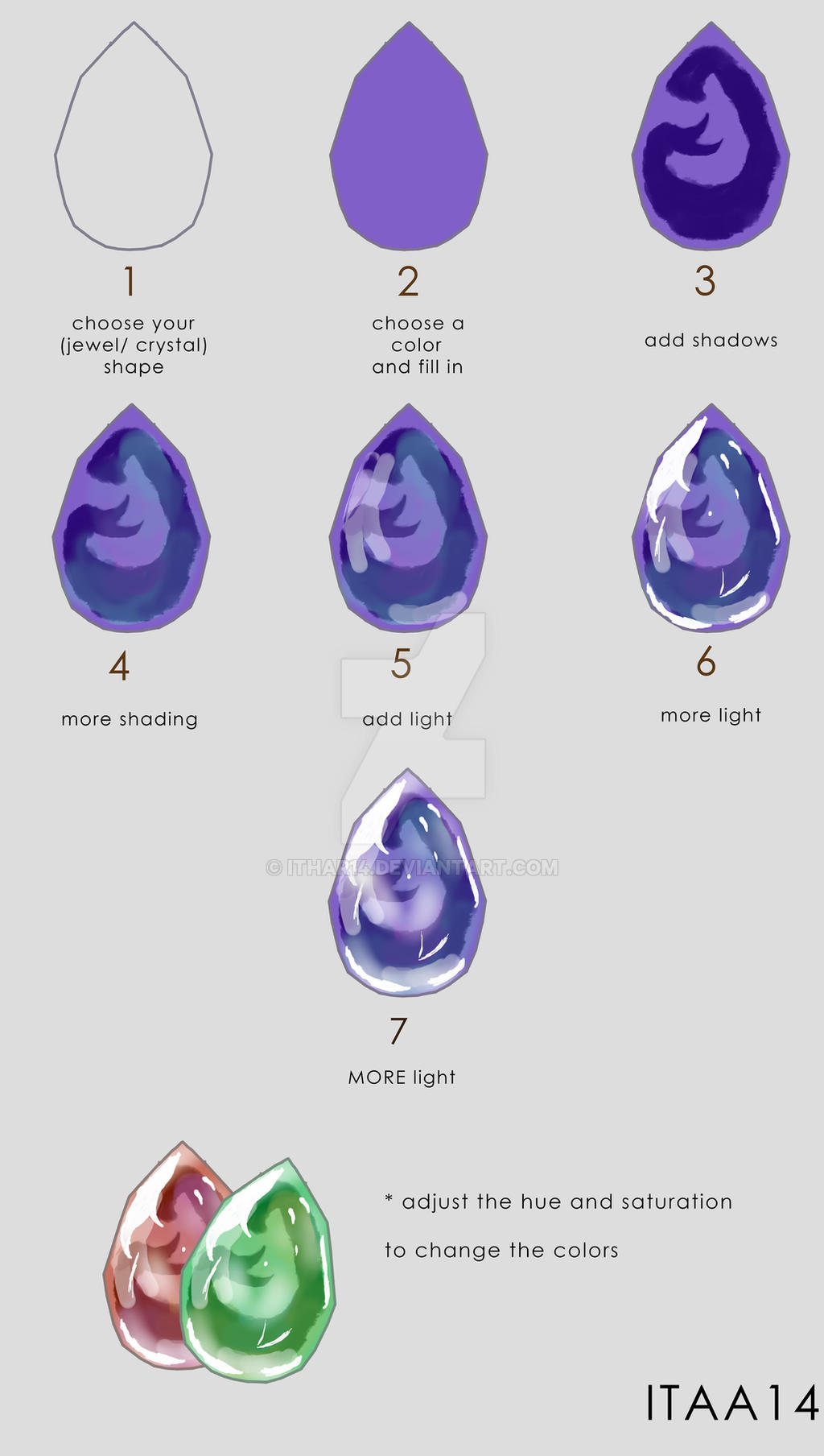 Gem Stone Step by Step by Tobyana on deviantART  How to shade, Digital  painting tutorials, Tutorial