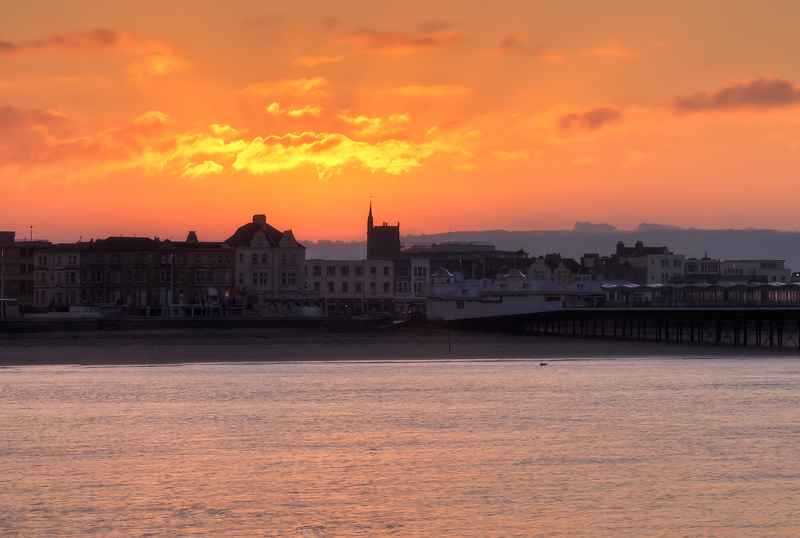 surise over weston super mere