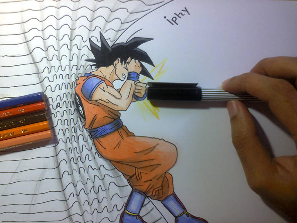 3D Drawing-Goku by Iphy-Alzelvin on DeviantArt