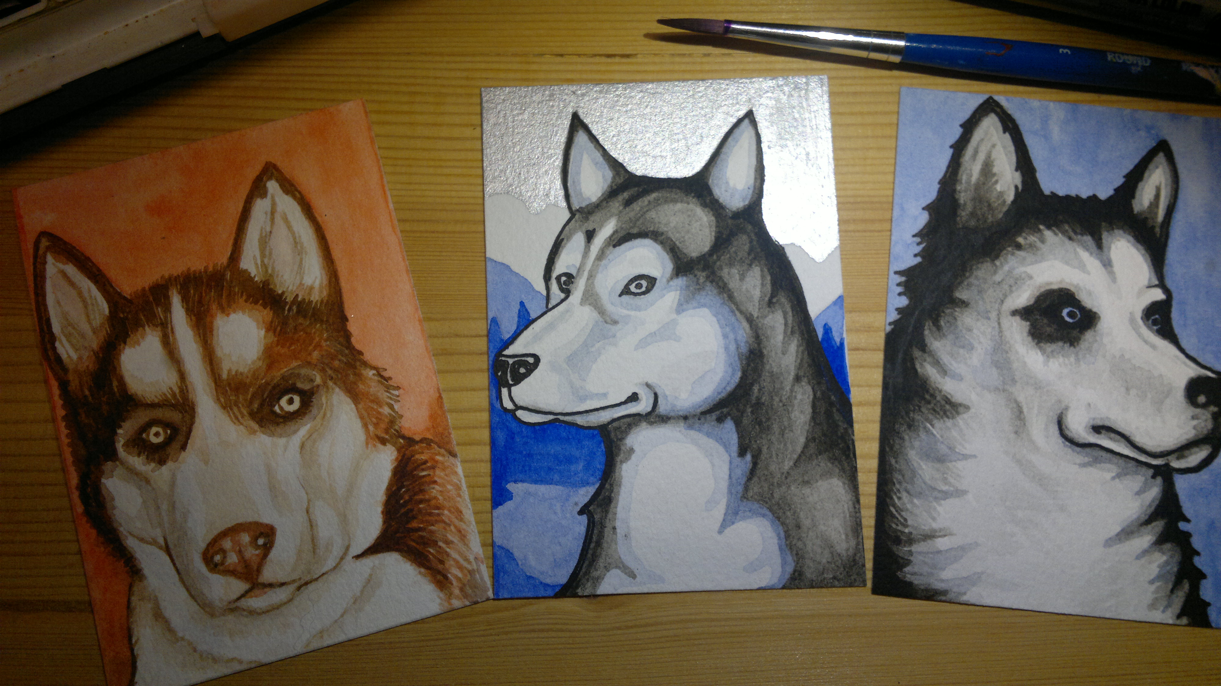 Watercolour Huskys