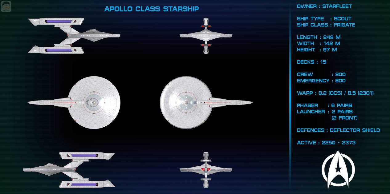 Apollo Class Apollo Class Refit Starship Orthographic by AL-Proto on DeviantArt