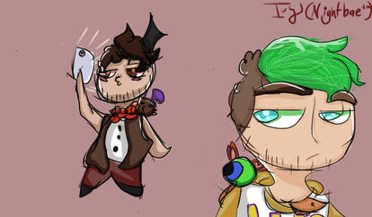 Markiplier and Jacksepticeye as Chica and Freddy