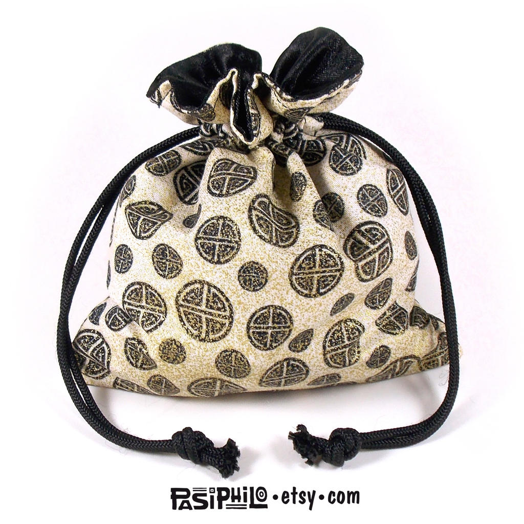 Eastern Runes Printed Cotton Satin Lined Dice Bag