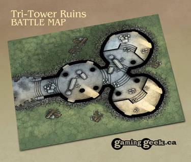 Tri-Tower Ruins Hex-based Battle Map