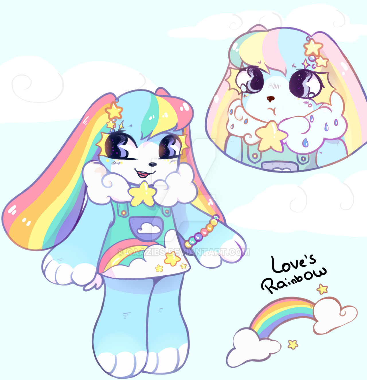 Rainbow Rabbit Deviantart Rainbow Bunny CLOSED by Caazibs on DeviantArt