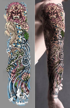 Japanese Tattoo Sleeve colored