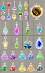 Potions and elixirs commissions by Rittik-Designs
