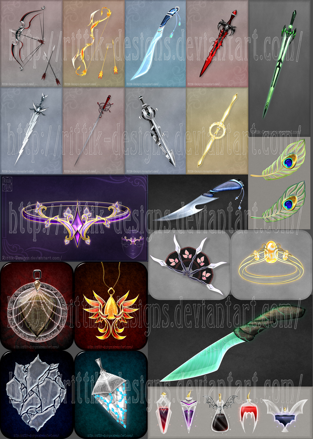Weapons and items commissions by Rittik-Designs on DeviantArt