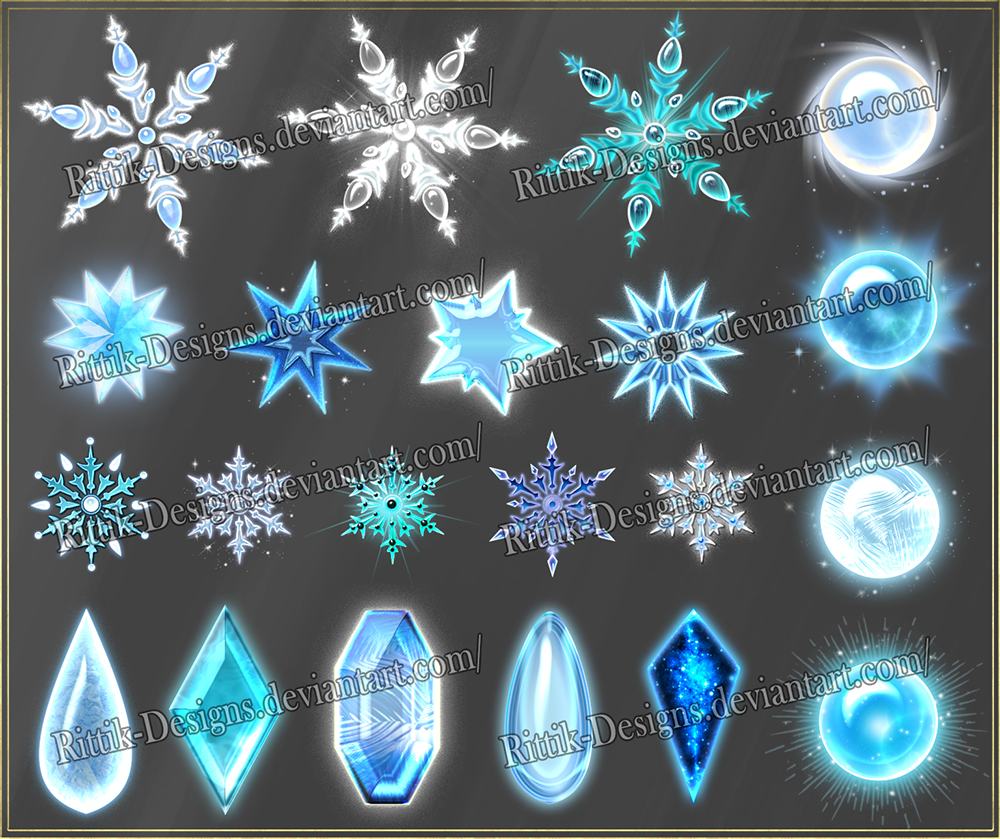 Winter gems and snowflakes (downloadable stock)