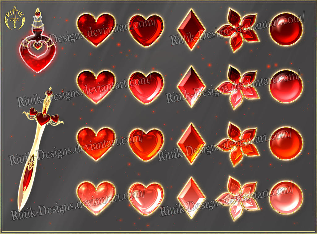 Colorful Gems - red (downloadable stock) by Rittik-Designs
