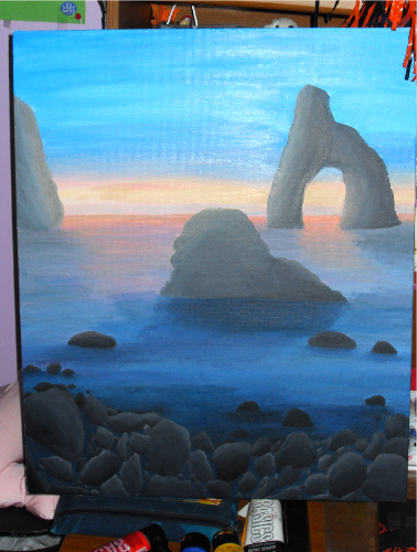 Rocky Sunset Painting