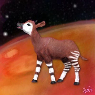 Okapi in space by dustydesert on DeviantArt