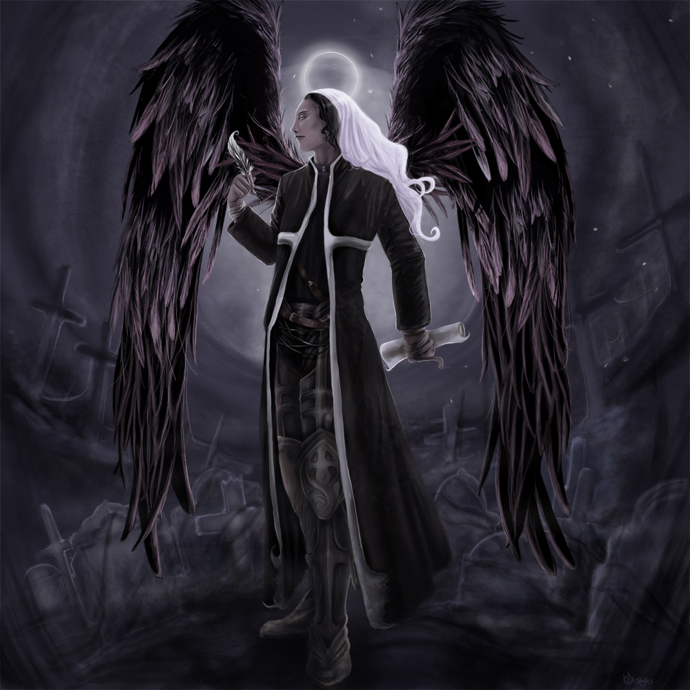 portrait of azrael angel of death, anime fantasy