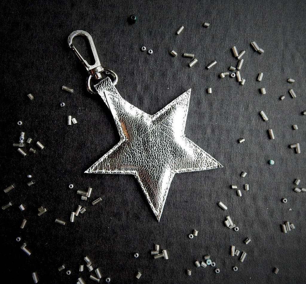Silver star leather keychain by koalahandmade on DeviantArt