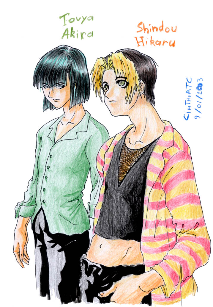 shindou hikaru and touya akira (hikaru no go) drawn by luanma_luanma