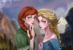 Elsa and Anna by Tree--C