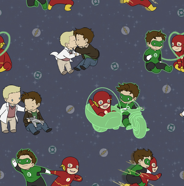 Flash Green Lantern tiled wallpaper