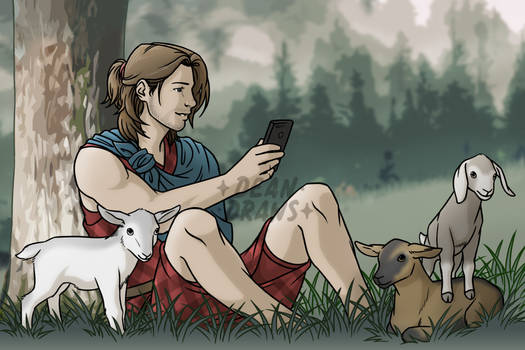 Bucky with goats post