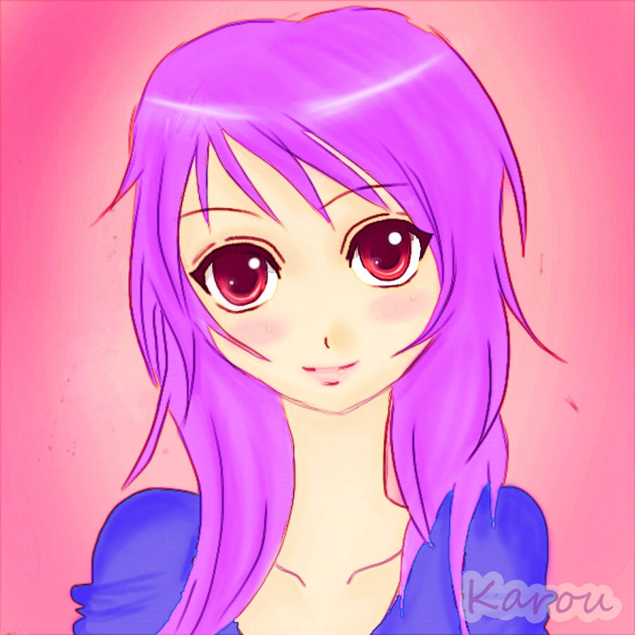 Purple Anime Girl by KarouxArt on DeviantArt