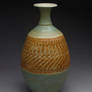 Small Textured Green Decorative Bottle Vase