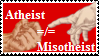 Atheist does not mean misotheist