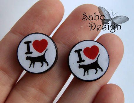 I Love Cats - stud earrings