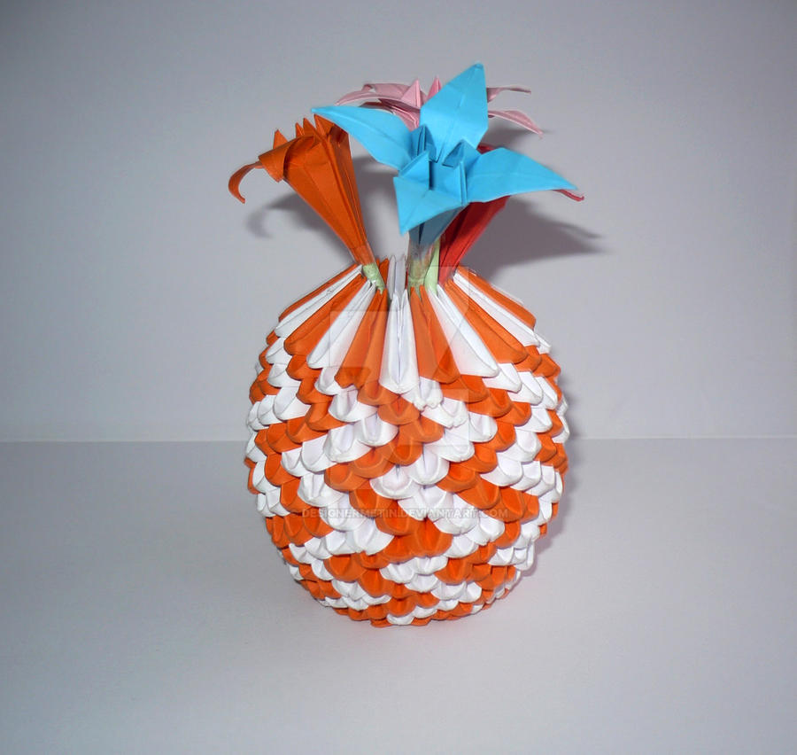 3D Origami Orange Vase