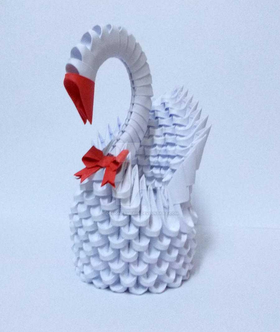 3D Origami White Swan 2