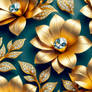 Gold flowers and diamonds realistic pattern design