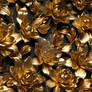 Metallic golden flowers and leaves pattern design