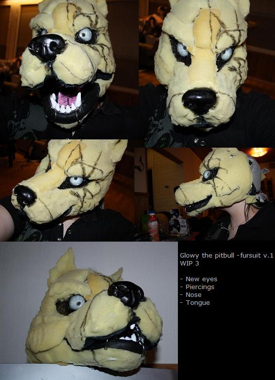 Glowy the pitbull - fursuit WIP