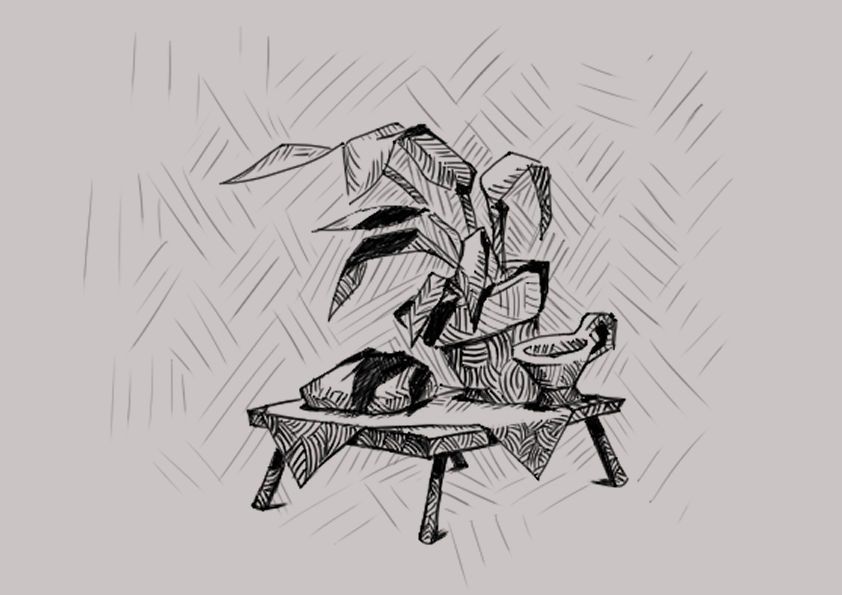 Table Hatching Table with flower (curve hatching) by SeynaraFrei on DeviantArt