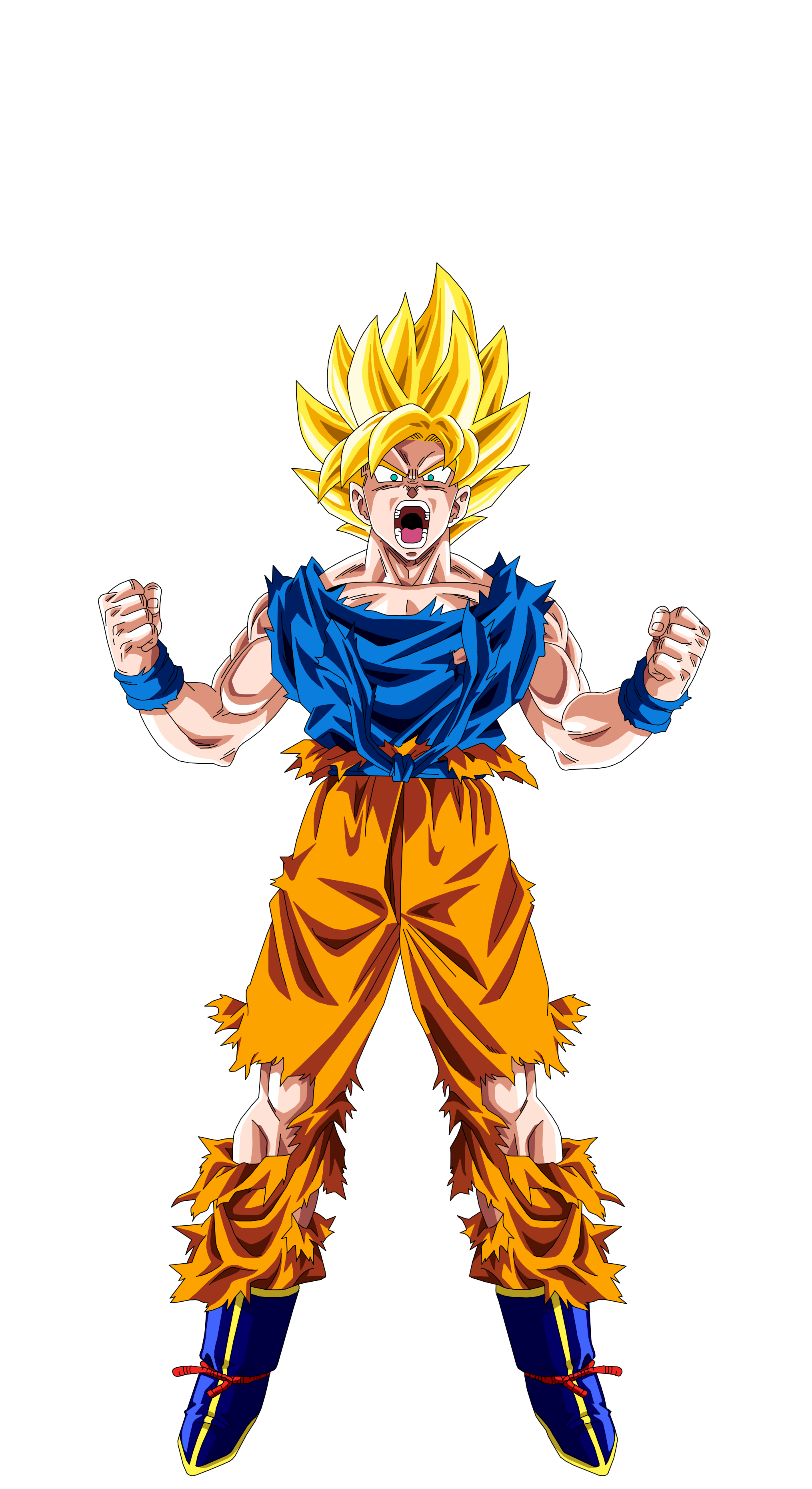 full body of goku turning into a super saiyan, photo