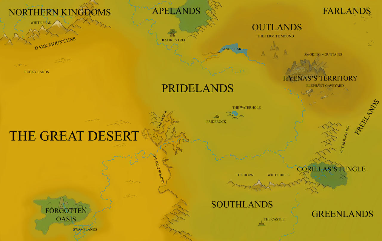 Prime Innerlands Map Pridelands physical map by FireLeviathan on DeviantArt