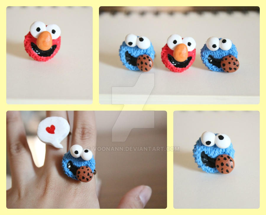 Cookie and Elmo rings by voonann on DeviantArt