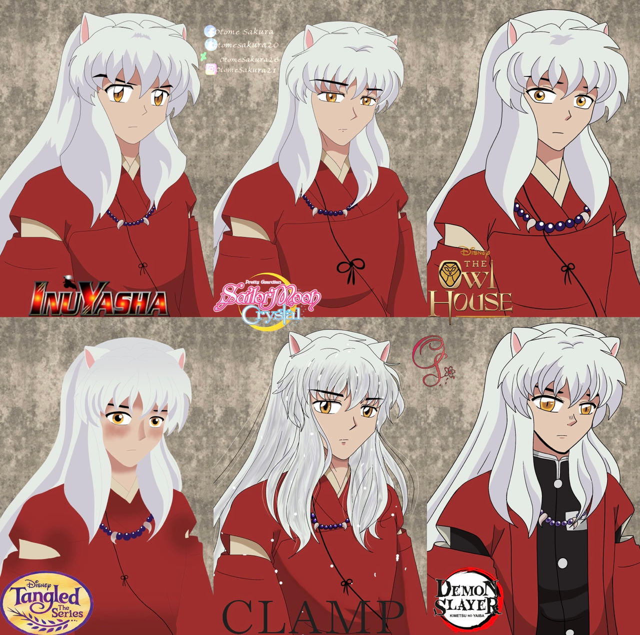 Inuyasha in 6 art styles by OtomeSakura26 on DeviantArt