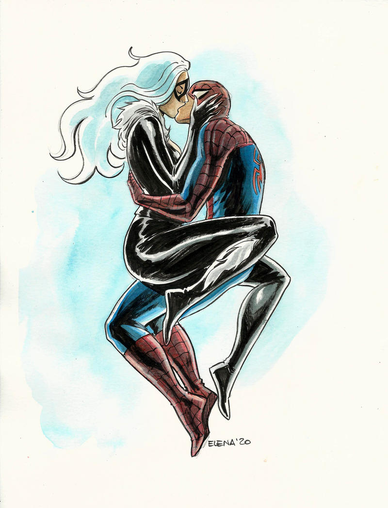 Spider Man X Black Cat Kissing Coloring Page spider-man-x-black-cat-kissing-coloring-page