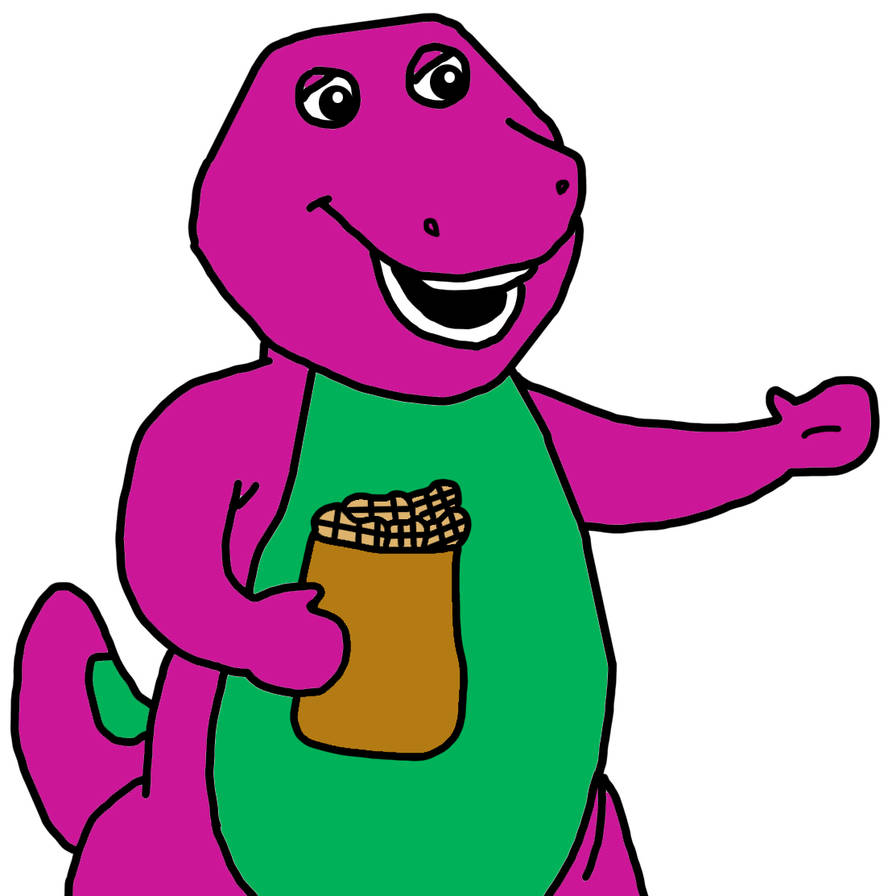 Barney the Dinosaur with Bag of Peanuts by NicholasVinhChauLe on DeviantArt