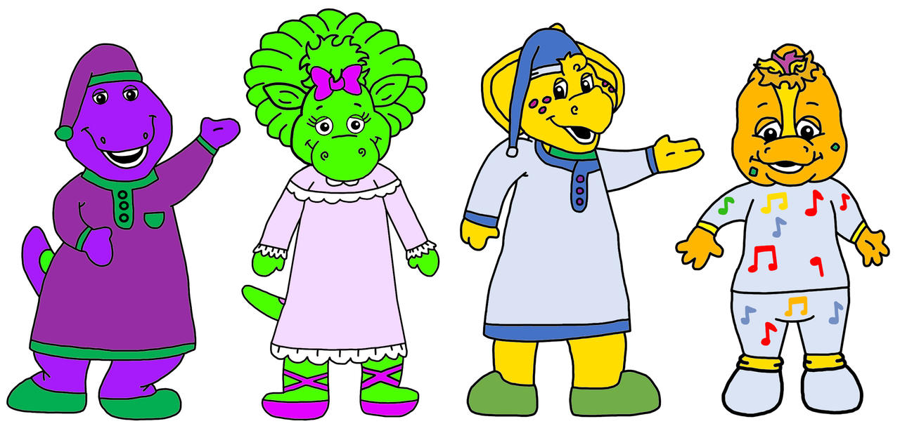 Barney, Baby Bop, BJ and Riff with Pajamas by NicholasVinhChauLe95 on ...