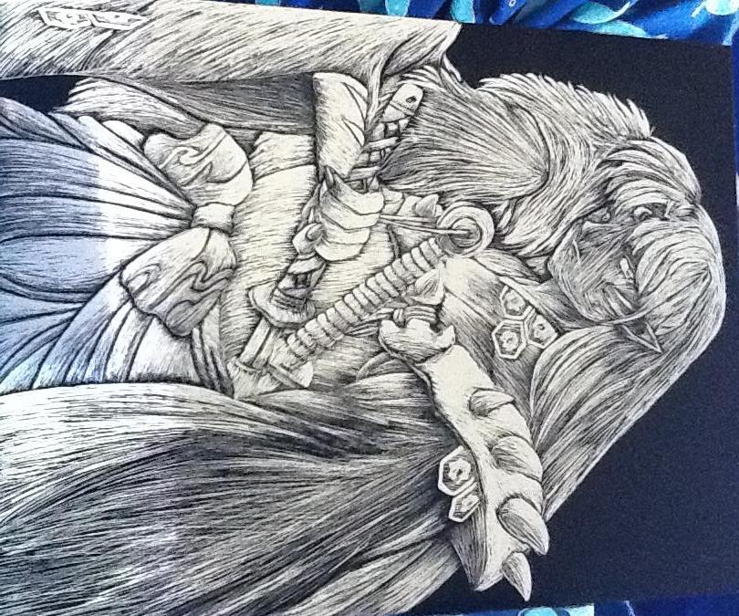 Sesshomaru Scratchboard