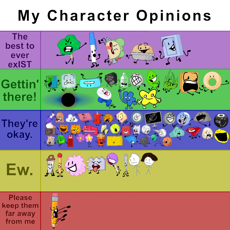 BFB Character Opinions by AGoldspirit on DeviantArt