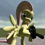 Fluttershy with a P90