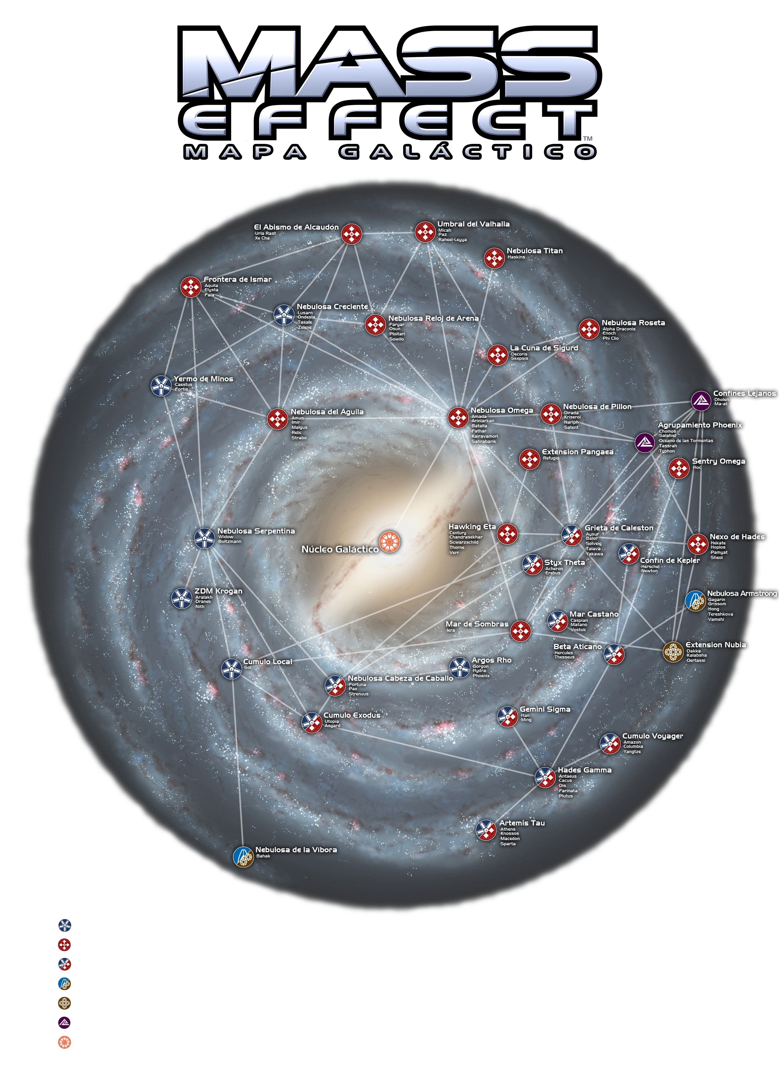 Mapa Galactico Mass Effect transparente