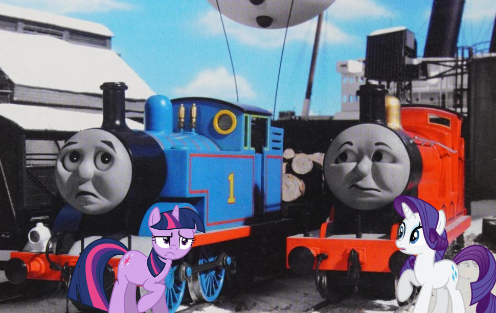 James Rarity James and Rarity see a snowman behind Thomas by DirtyPercyStudios on ...