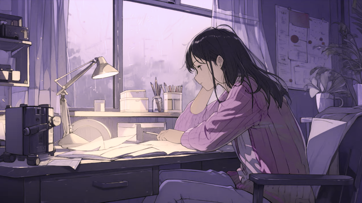 Recolor : Anime Girl Studying by Abashi76 on DeviantArt