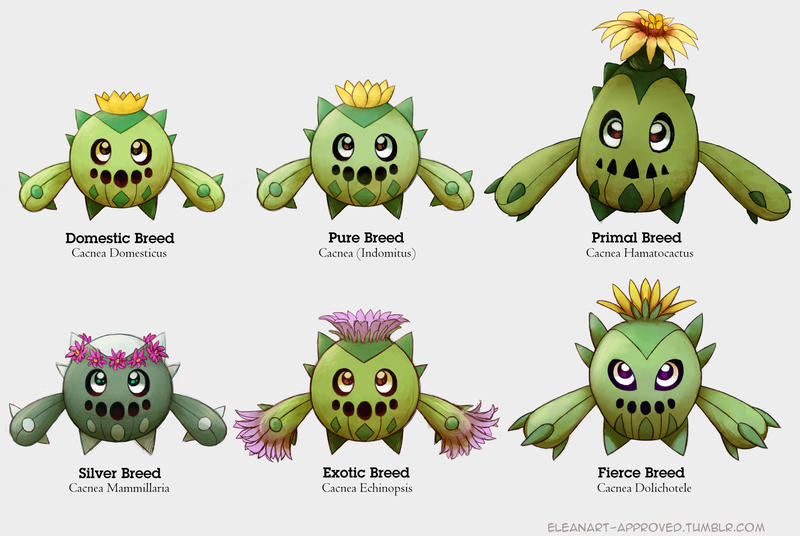 Canea Evolution Line Cacnea Variations by elbdot on DeviantArt