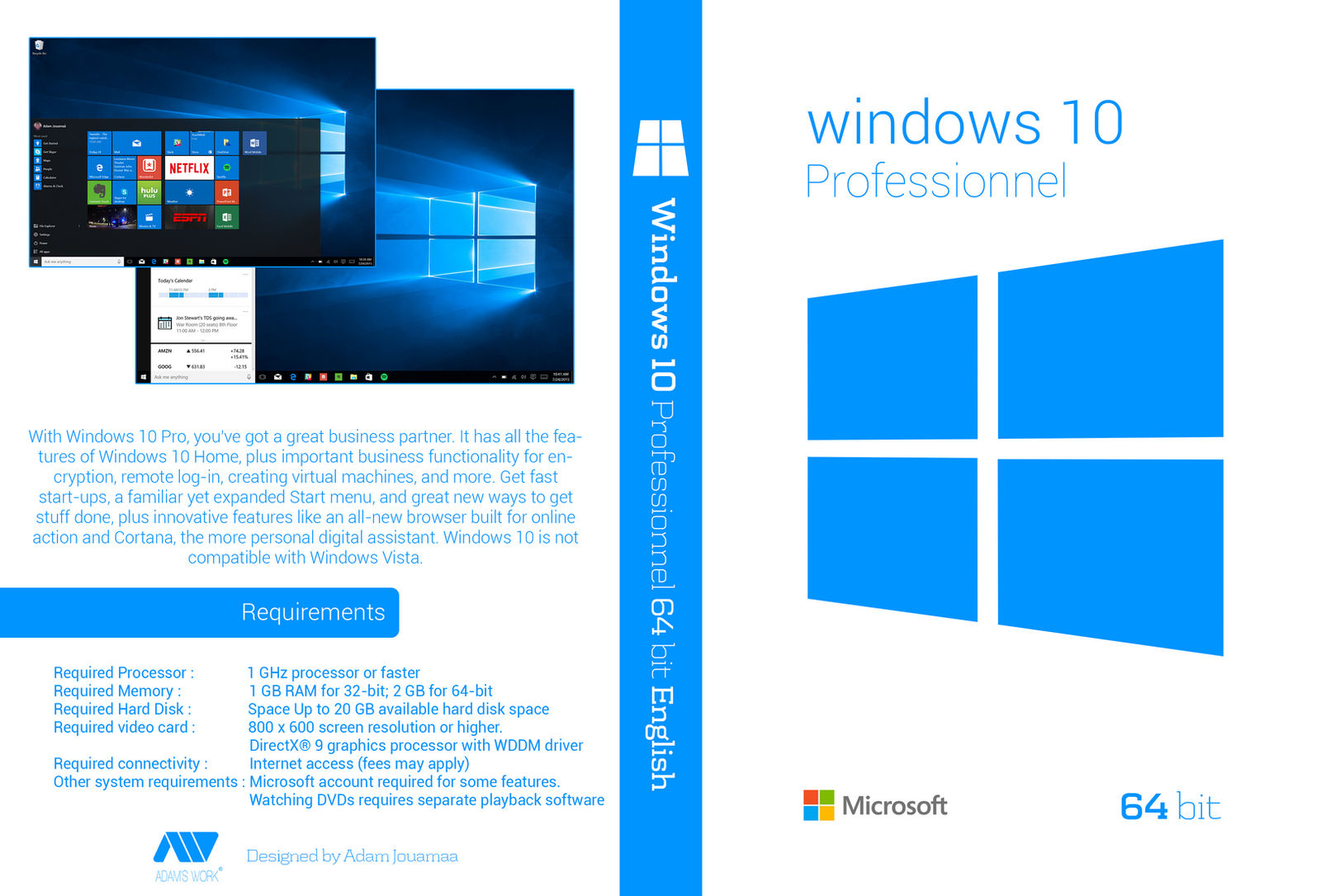 Windows 10 Professionnel 64 bit English Dvd Cover by adamjouamaa on ...