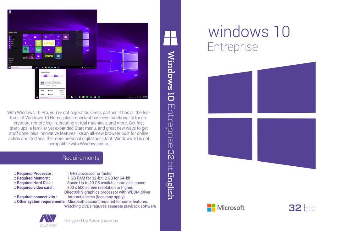 Windows 10 Entreprise 32 bit English Dvd Cover HD by adamjouamaa on ...