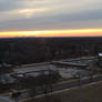 Chicago skyline in background against sunset